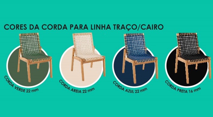 Puff com Corda | Linha Traço - Alt. 0,40 cm X Larg. 0,40 cm X Prof. 0,32 cm - Espaço Casa e Jardim