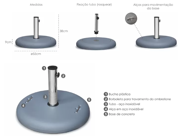 Base para Ombrelone em Concreto 40kg