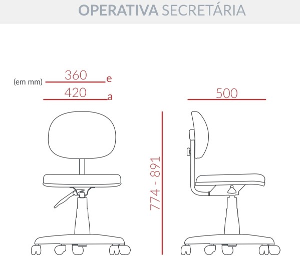 Cadeira Operativa Ergonômica Secretária - Base Standart *Braços Reguláveis