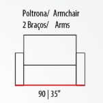 Poltrona Celine 1 lugar I Diversas opções de revestimento I com 0,90 m de comprimento *Acompanha almofadas do encosto