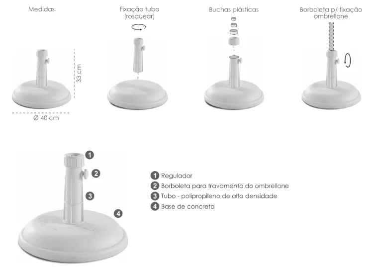 Base Para Ombrelone em Concreto 16kg - Preta