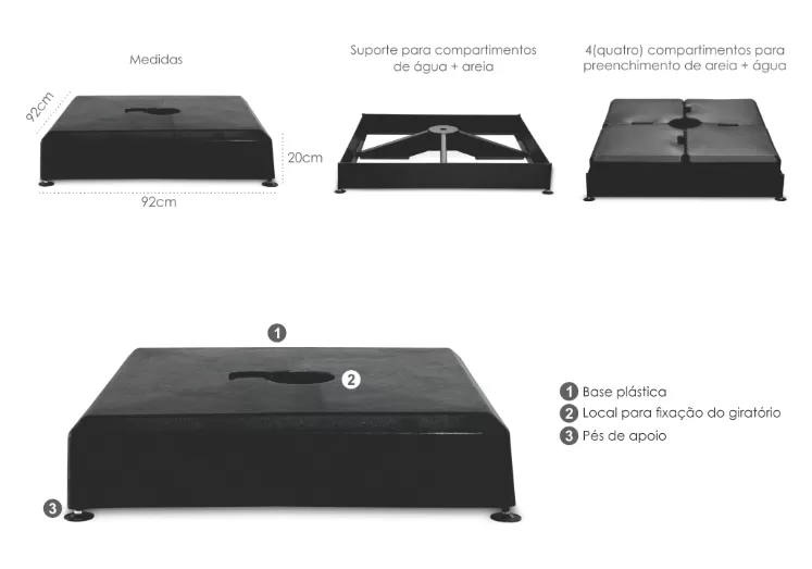 Base Para Ombrelone Desmontável B8 com Rodízios