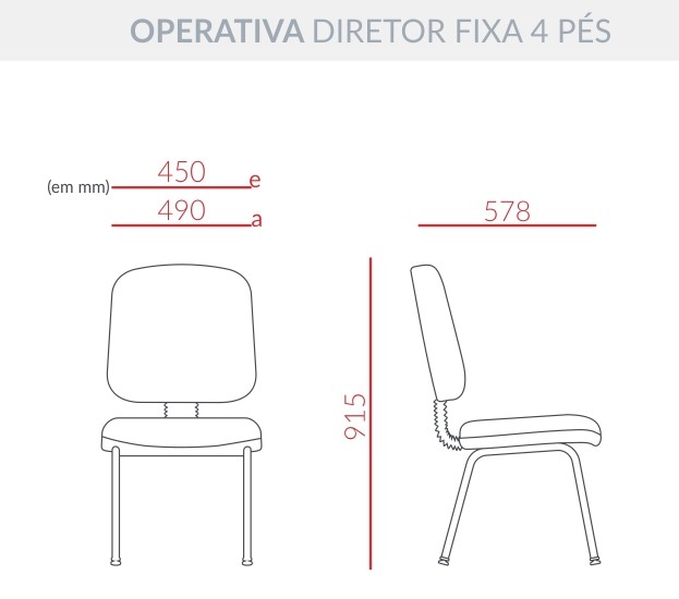 Cadeira Operativa Premium Diretor - Base 4 Pés *Braço Corsa