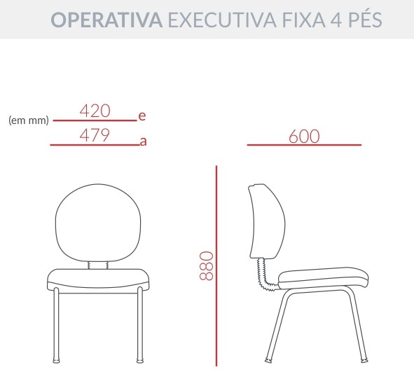 Cadeira Operativa Executiva Lâmina - Base 4 Pés *Sem Braços