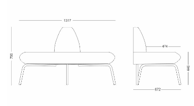 Módulo de dois lugares convexo em 180° - Linha Noa