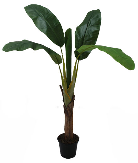 Bananeira Artificial - Com 0,90 Cm De Altura * Tronco Natural E Folhas De Poliéster Aramadas.