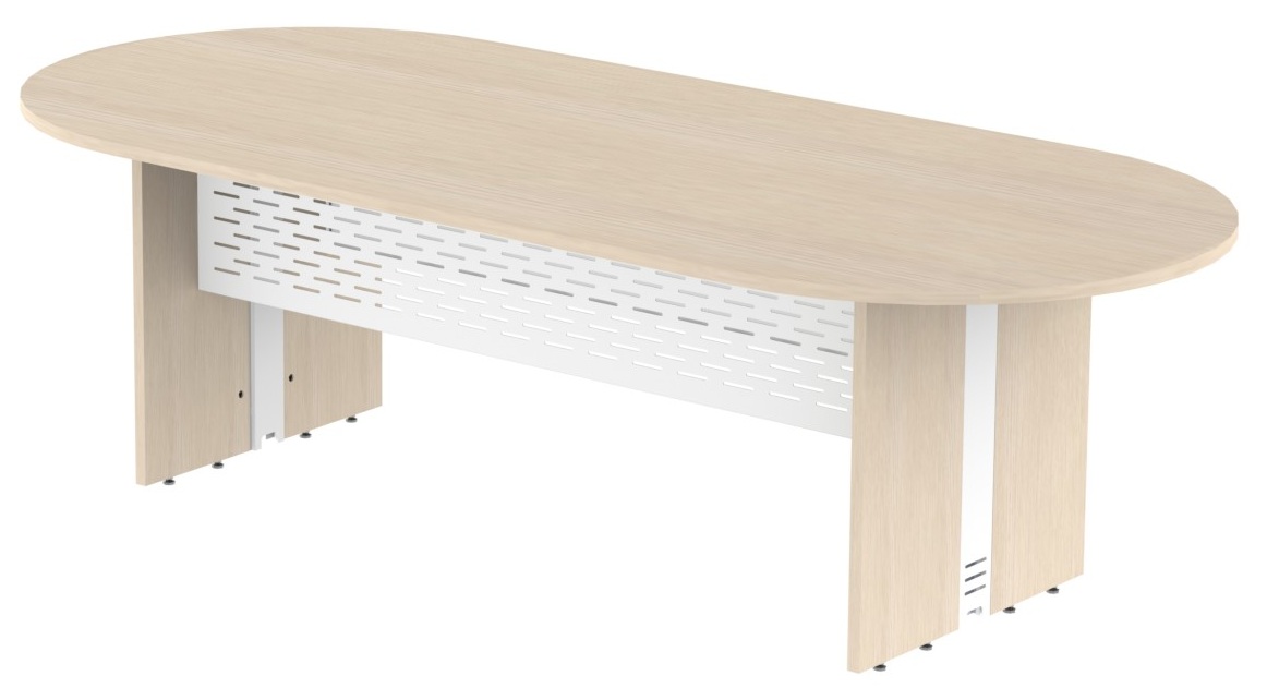 Mesa Reunião Escritório 10 Lugares L Painel Em Aço | Oval 2500 X 1100 - Atualle Impéria 25 Mm