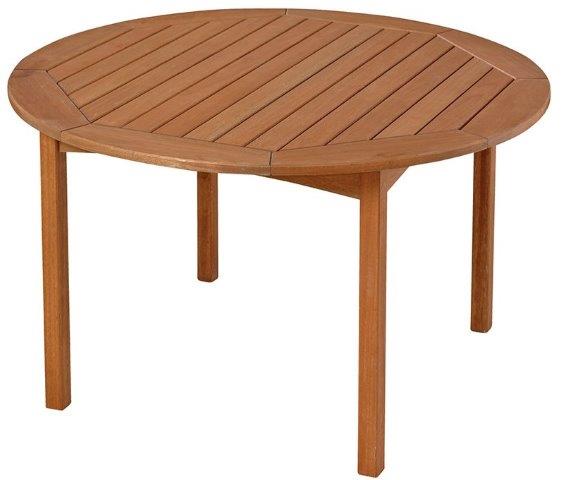 Mesa Área Externa Fixa Redonda ø 90 Cm - Madeira Eucalipto, Acabamento Stain Jatobá - Espaço Casa E Jardim