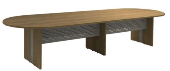 Mesa Reunião Escritório 12 Lugares | Bipartida Painel Em Aço | Oval 3000 X 1100 - Atualle Impéria 25 Mm *bipartida