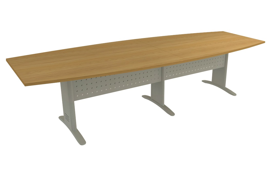 Mesa De Reunião Para Escritório - Semi-Oval Bipartida | Painel Em Aço 3500 X 1200 - Impéria Premium 25mm